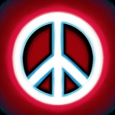 Colorful Peace Sign Phone Sticker 2 inch Trippy Hippie 60s Red Glow Hippie