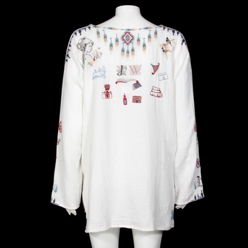 New Johnny Was Rondo Blouse Americana Embroidered Blouse Top White size M - 544 - Picture 6 of 7