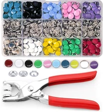 Snap Button Kit,  200 Sets Metal Snaps Buttons with Fastener Pliers Press Tool K