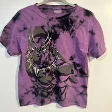 Black Panther Shirt Youth Medium Black Blue Tie Dye Marvel Short Sleeve Tee