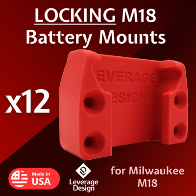 2025 SPECIAL 12 Pack: HEAVY DUTY Milwaukee M18 Battery Holder/Mount MADE IN USA