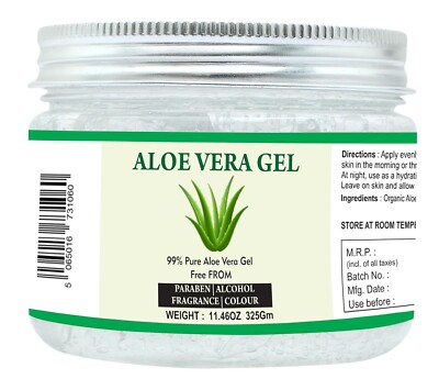 99% Pure Natural Aloe Vera Gel for Moisturizing Face Skin & Hair Care 11.46 oz