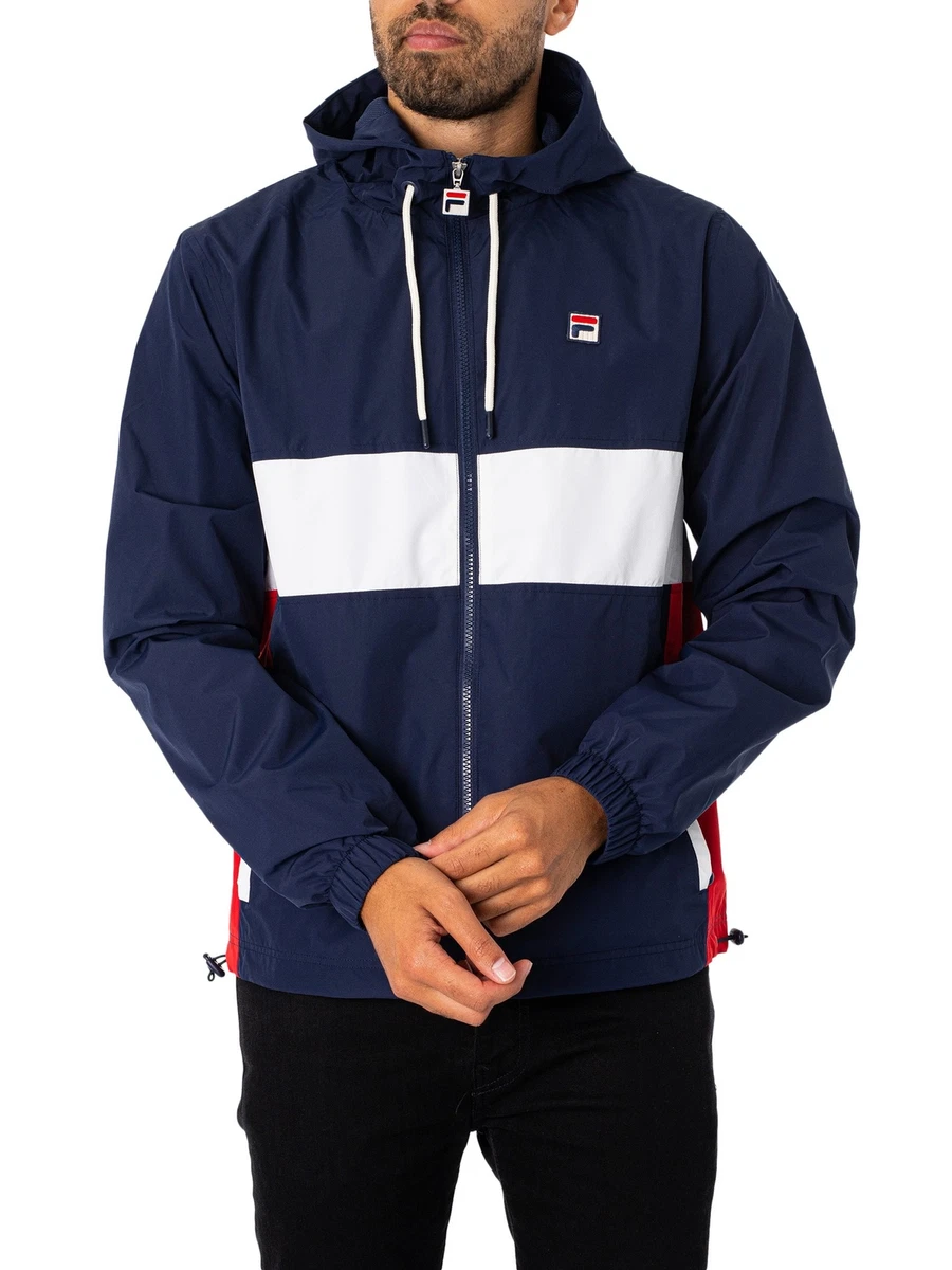 Fila Pour des hommes Veste Anorak Bianco Bleu eBay