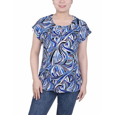 NY Collection Womens Grommet  Blouse Shirt Petites BHFO 4375