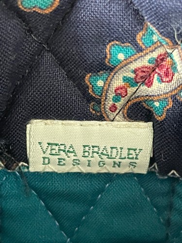 Vera Bradley Designs Navy Blue Floral Coin Purse Card Holder Hook Loop Vintage - Picture 5 of 5