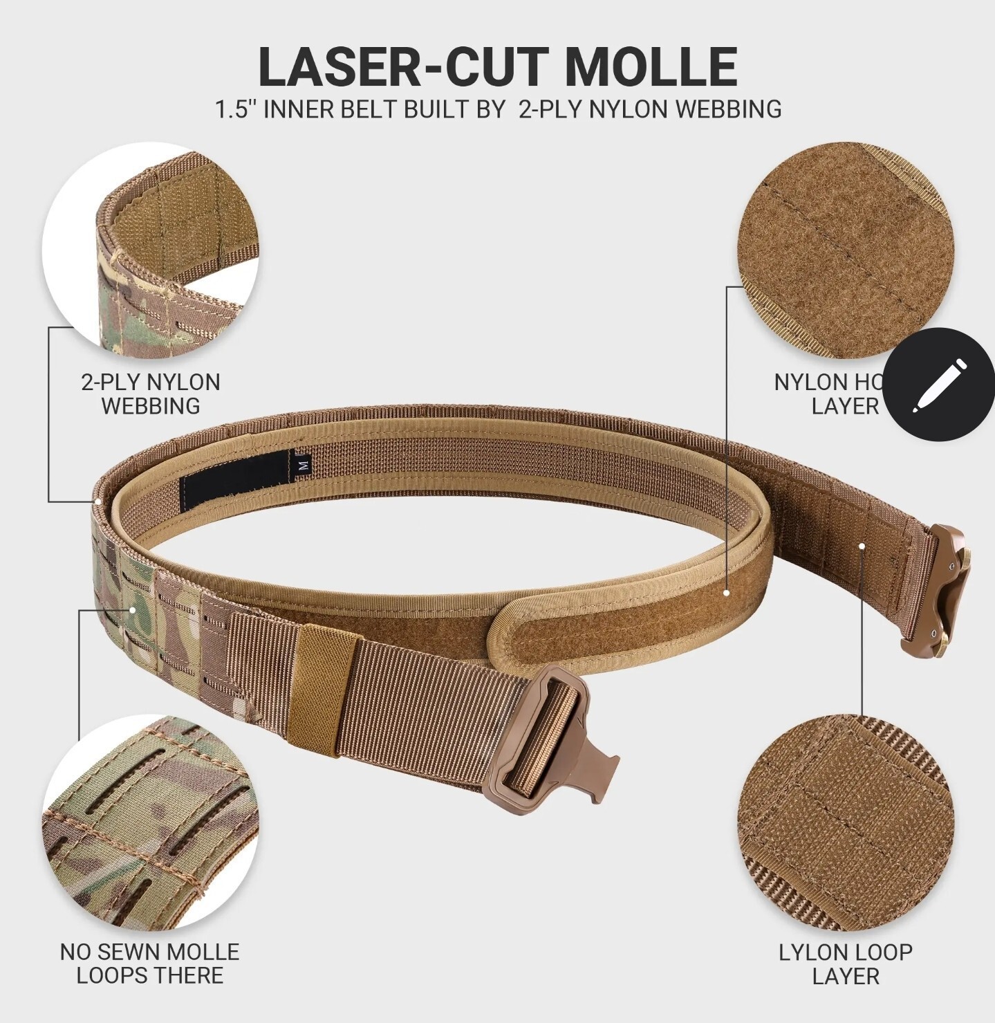 DEFCON V1 BATTLE BELT | Heavy Duty Tactical Molle Riggers Belt | Inner ...