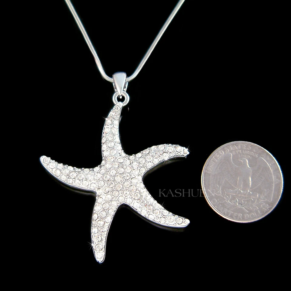 ~Big STARFISH~ made with Swarovski Crystal Sea Ocean Star Beach Wedding Necklace - Image 2 of 3