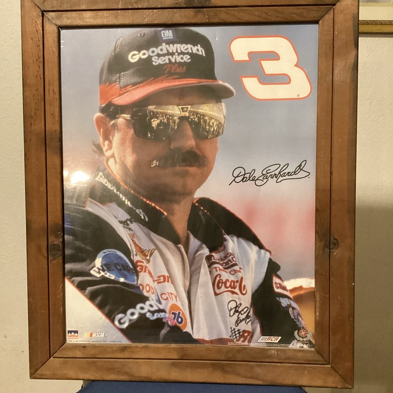 Dale Earnhardt NASCAR Racing 16x20 Brown Wood Picture Frame Wall Mount