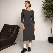 PURE COLLECTION 100% Cashmere Midi Sweater Dress Gray Sz US 6 $395 {3P12}