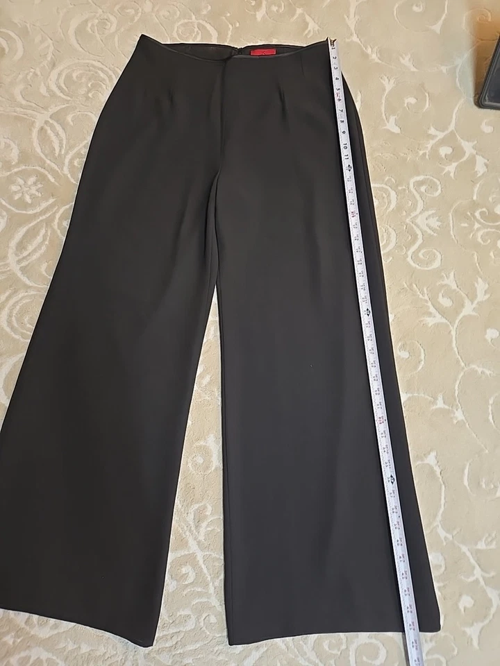Pantalones de Gasa Forrados Anchos Negros Colección JS Talla 14 Alto Cierre de Cremallera Foto 2 de 4