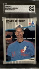 1989 Fleer Randy Johnson #381 AD Blacked Out SGC 8 Montreal Expos