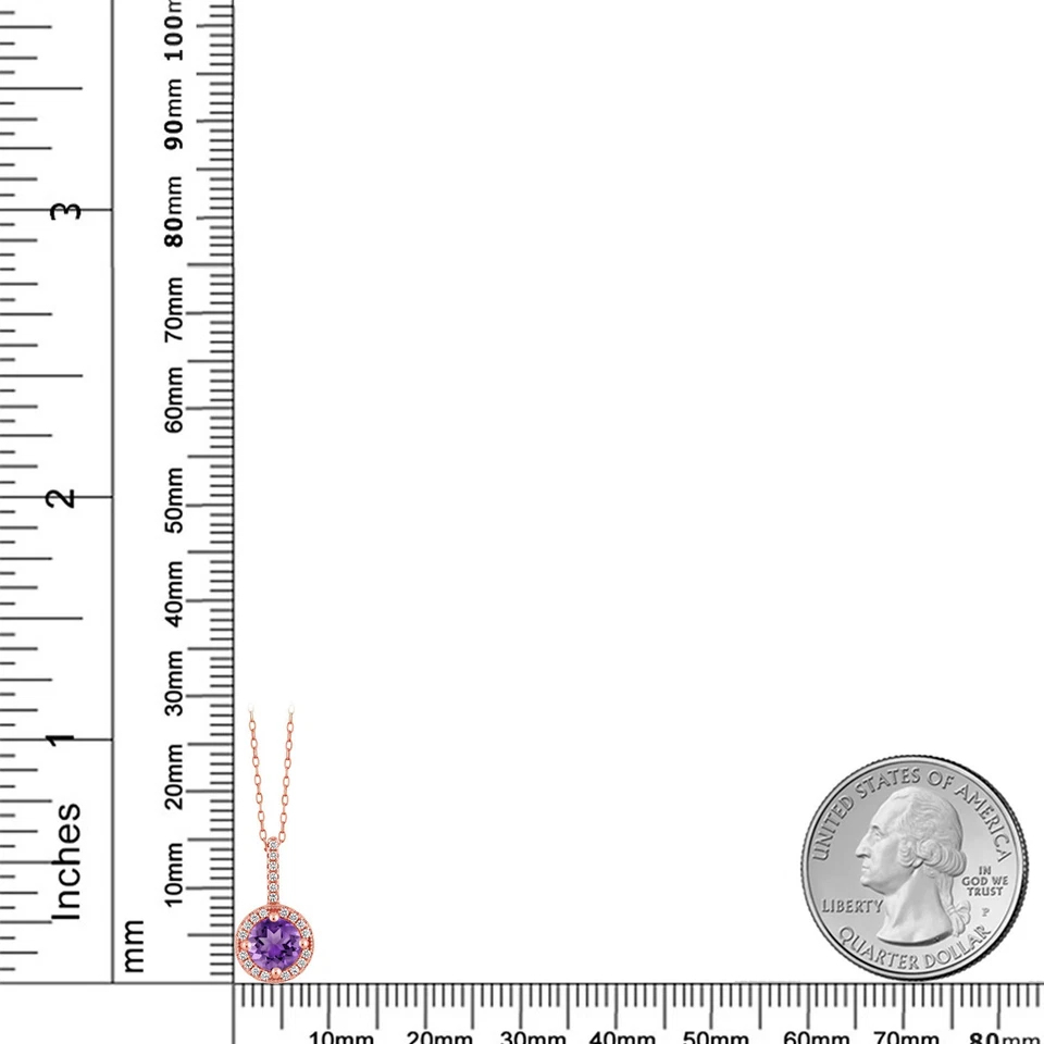 1.26 Ct Round Purple Amethyst 18K Rose Gold Plated Silver Pendant - Image 2 of 3