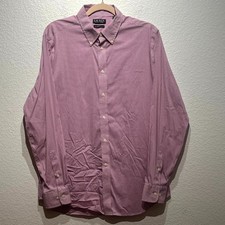Lauren Ralph Lauren Dress Shirt Mens 16.5 White Pink Check Stretch Slim Fit