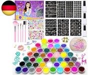 Glitzer Tattoo Set, 48 Farben TemporäRe Glitzertattoo Mit 204 Schablonen, 5