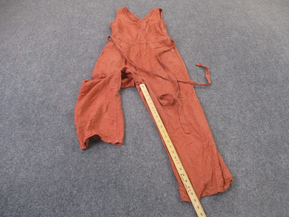 Mono Kuhl Mameluco Mujer M Naranja Lino Una Pieza Verano Tanque Cinturón Desteñido Foto 3 de 4