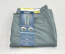 Greg Norman Men  s Performance Flex Waistband Snap Button Pants, Green, 32X34