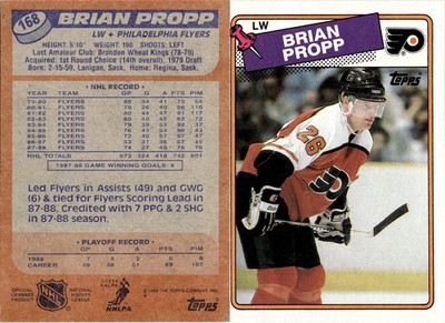 1988-89 Topps Hockey Card #168 Brian Propp