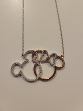 DISNEY, MICKEY AND MINNIE STERLING SILVER NECKLACE WITH MINNIE IN ROSE GOLD.