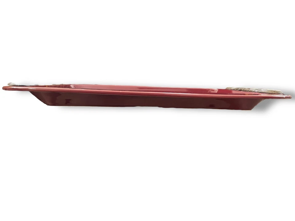GG Collection Burgundy Gracious Goods Rectangular Tray w/ Metal Handles 24"x14" - Image 4 of 4