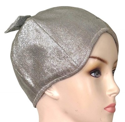 Vintage MCM Jantzen Diving Belle Shimmering Silver Womens Swim Cap Bow Accent