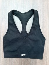 SET Active Black Ribbed Racerback Sports Bra Size XS