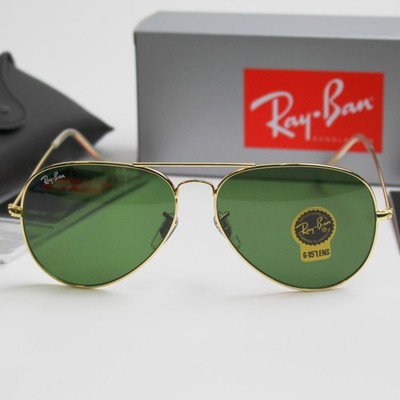 Ray-Ban RB3025 Aviator Pilot Sunglasses Gold Frame Green Lens Sunglass 58-14mm