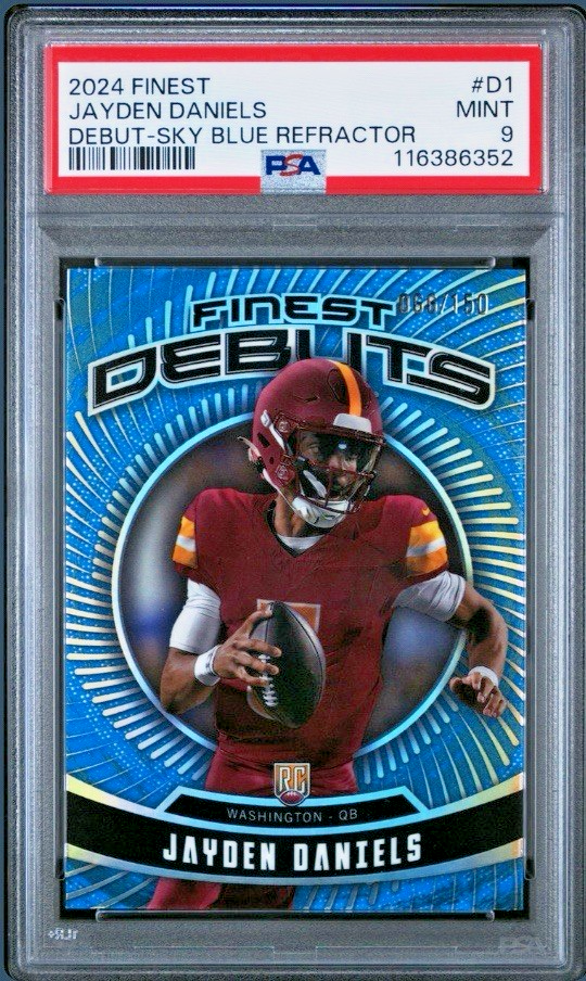2024 Topps Finest Debut Sky Blue Refractor #D1 Jayden Daniels RC /150 PSA 9 MINT