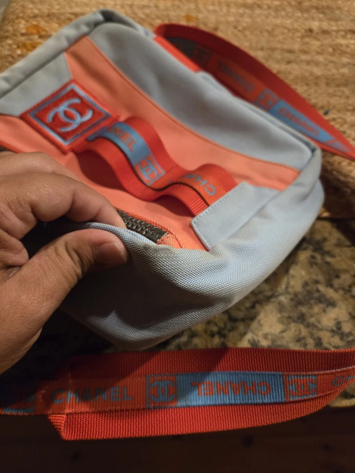 Vintage Chanel Sport Crossbody Canvas Bag - blue, red, orange - Image 2 of 4