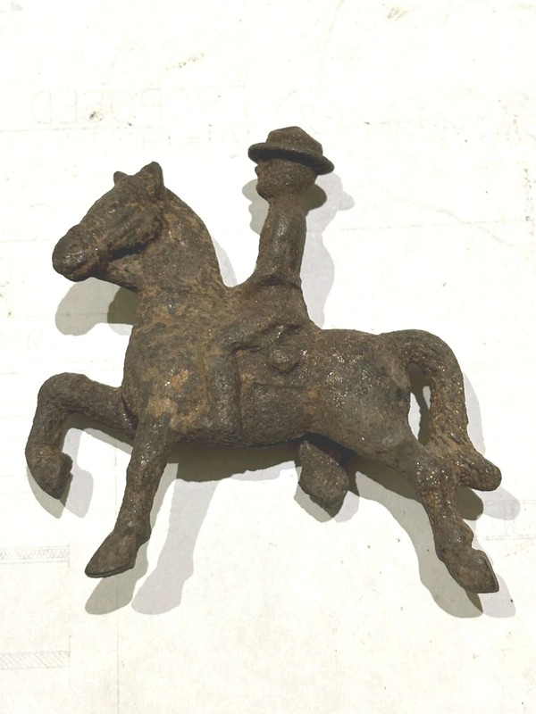 Antique Cast Iron Horse Rider Figure Toy Part Circa 1890 1925 Western Cavalry