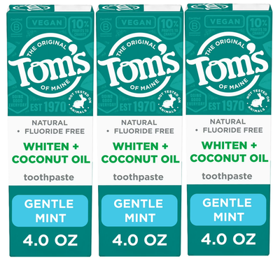 #ad 3 x Tom’s of Maine Whiten Plus Coconut Oil Fluoride Free Toothpaste Gentle Mint $15.33