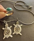 Vtg SW Navajo MixedMetal 14kt Gold Sterling Silver Ring Rock Critter Pendants NR