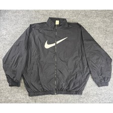 Nike Women’s Essentials Oversized Windbreaker Jacket Black White Swoosh Size M