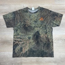 Mossy Oak Brush Camo T-Shirt Mens Large Hunting All Over Print Short Sleeve Tee