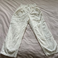 Urban Outfitters Cream Linen Blend Wide Leg Pleated Trousers OB1295819 Size S