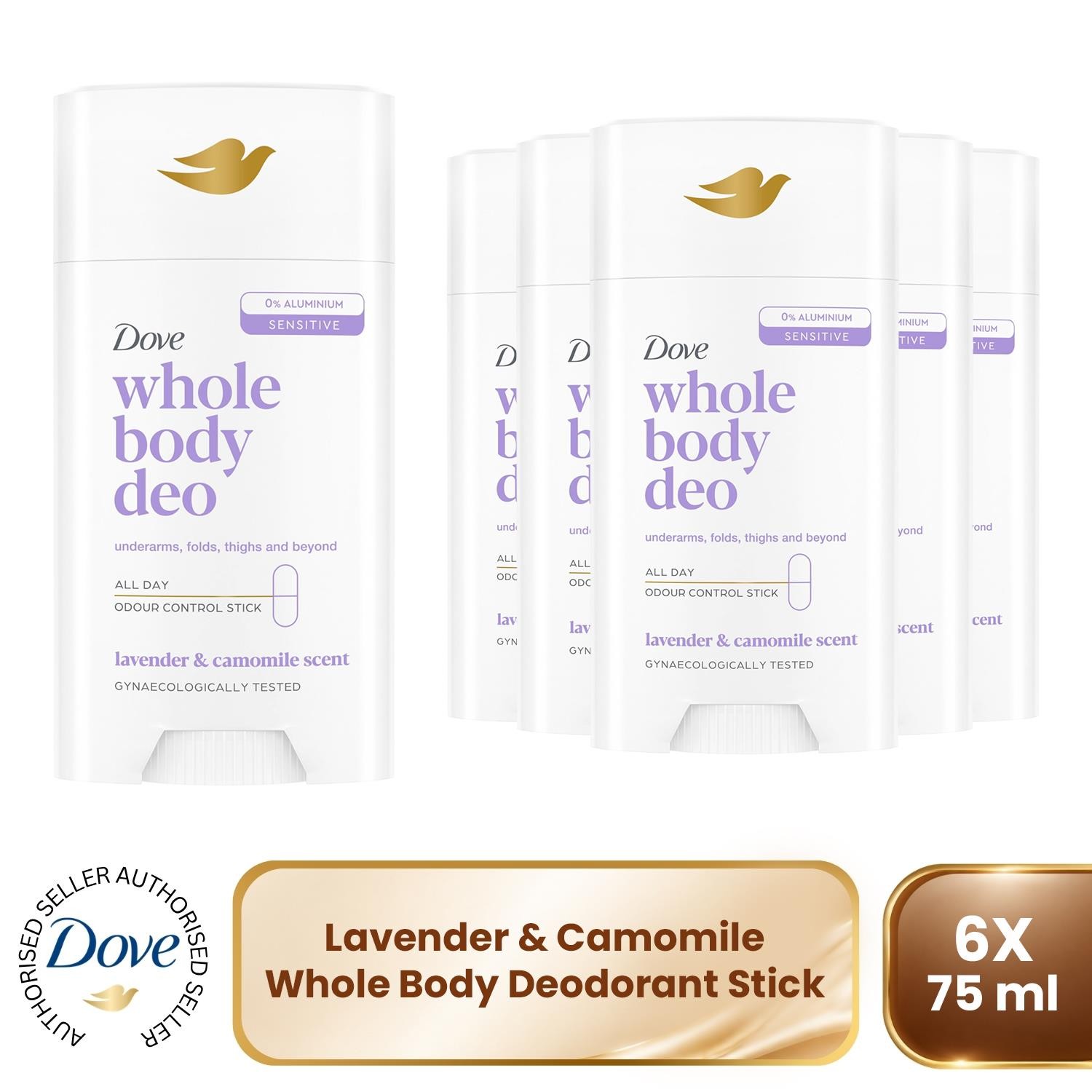 Dove Whole Body Deodorant Stick Long Lasting Fresh Lavender & Camomile, 6x75ml - Image 6