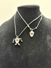 Two Looney Toons Tasmanian Devil Necklaces In Pewter
