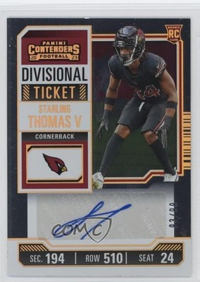 2023 Contenders Divisional Ticket /99 Starling Thomas V #214 Rookie Auto RC lz7