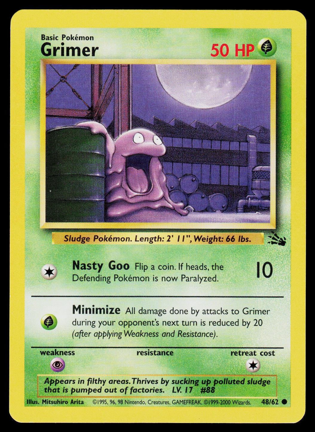 Grimer 1999-2000 Fossil 48/62 Australian (Red Logo) 3rd Print Pokemon Card