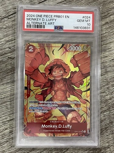 Monkey D Luffy Alt Art PRB-01 OP01-024 PSA 10 One Piece ENG