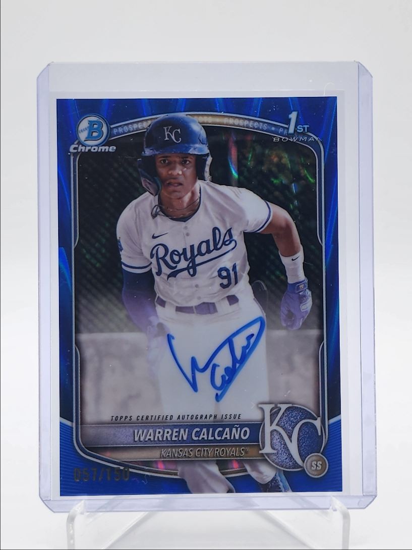 WARREN CALCANO 2025 BOWMAN CHROME 1ST BLUE RAYWAVE A AUTO /150 Q4115