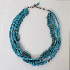 Multi Strand Turquoise Beaded Necklace Southwestern Boho Statement
