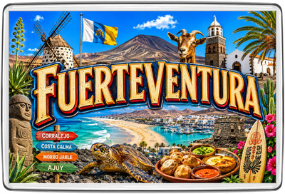 Fuerteventura Kanarische Inseln Kühlschrankmagnet Reise Souvenir Geschenk Vulkan Strände