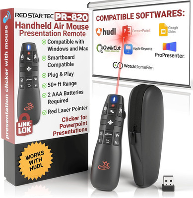 PR-820 Air Mouse Wireless Presentation Clicker, Laser Pointer