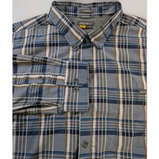Eddie Bauer Travex Shirt Mens 2XL Blue Plaid Button Down Long Sleeve