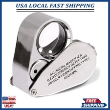 40X Jewelers Loupe Jewelry Loop Coin Magnifier Light Pocket LED Magnifying Glass