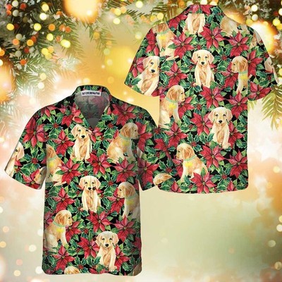 Festive Labrador Retriever Puppy Hawaiian Shirt Funny Labrador Shirt Best Christ
