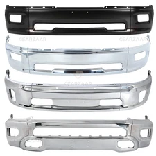 Chrome/Black Steel Front Bumper Cover Face Bar For 2009-2024 RAM 1500 W/Fog Hole