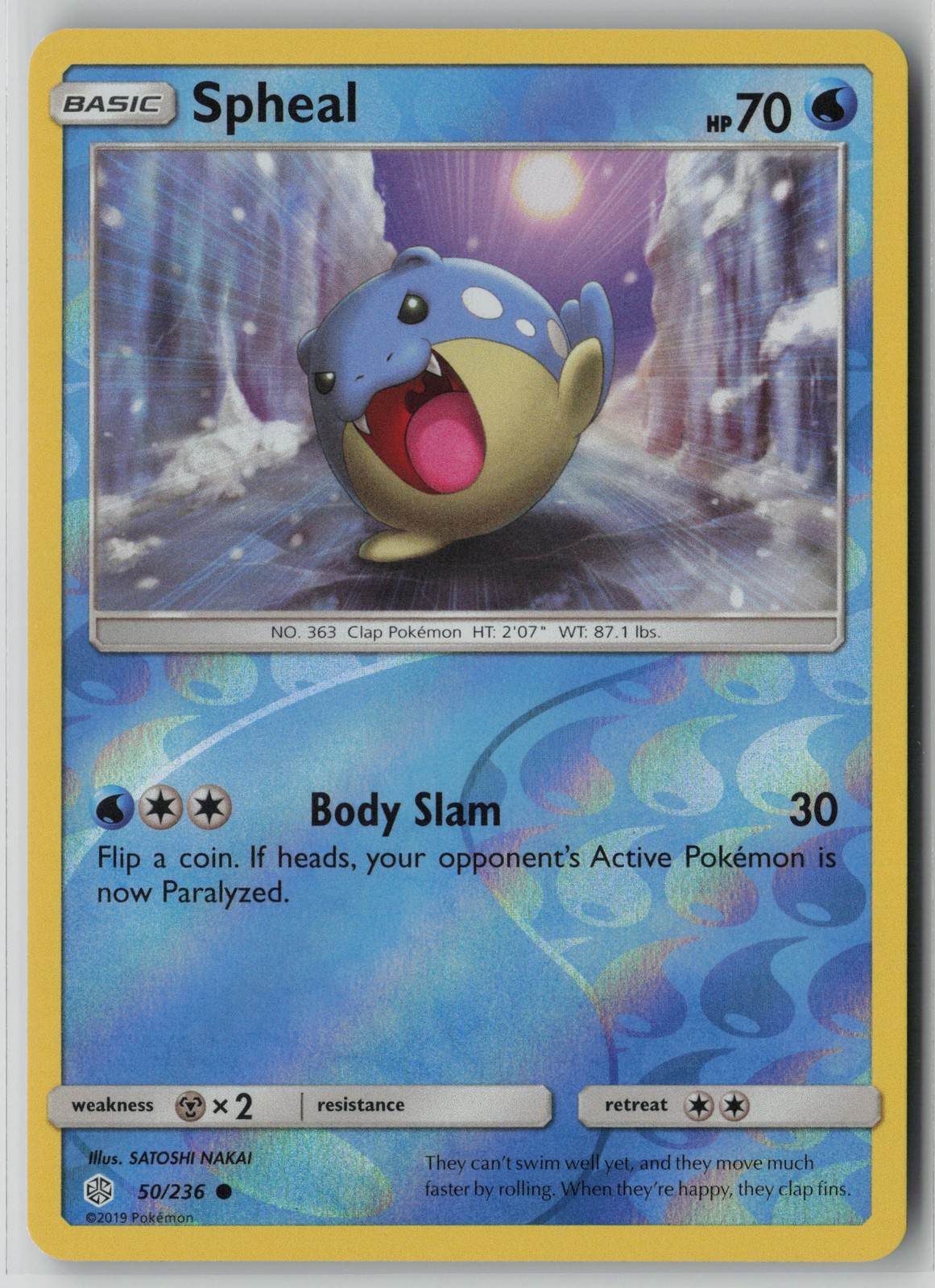 Spheal 50/236 Pokemon TCG Cosmic Eclipse Reverse Holo Card (Near Mint) NM 1