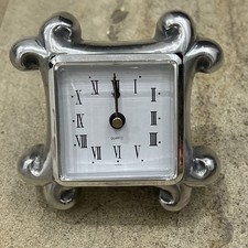 ASHLEIGH MANOR Pewter Abstract Table Mantle Desk Clock - Taiwan- RARE
