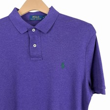 Polo Ralph Lauren Shirt Mens Medium Purple Custom Slim Fit Mesh Polo Green Pony